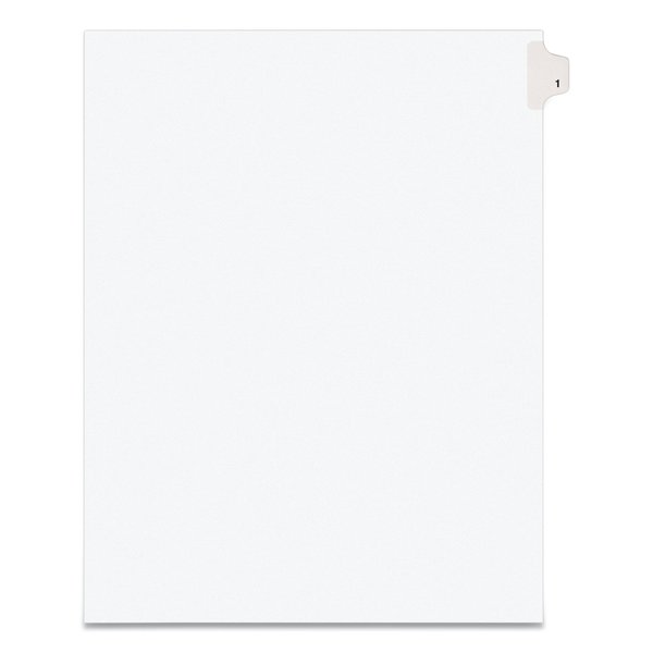 Avery Dennison Numerical Index Tab 8-1/2 x 11", #1, White, PK25 11911